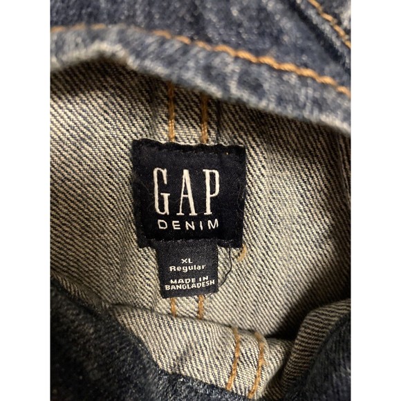 NWT GAP Girls Kids Bib Denim Jean Distressed Overall Shorts Cuffed XL Regular - Picture 6 of 9